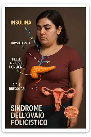 Donna con insulina fuori controllo  in 3D immagine medica donna pcos in italiano sticker