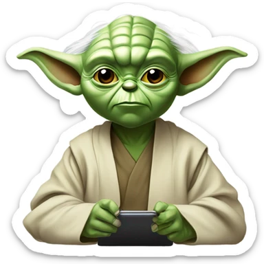 Master Yoda draws on a graphics tablet sticker