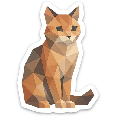 illustration of a cat made of geometric shapes in polygonal style sticker