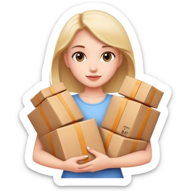 Girl holding a lot of packagws sticker