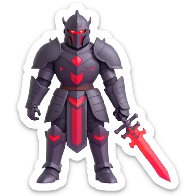 dark-armored knight with red glowing eyes, imposing stance sticker