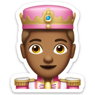 A medium skin tone, toy, nutcracker, wearing pink sticker