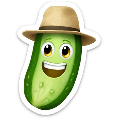 Cucumber with a hat sticker