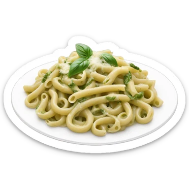 Creamy pesto pasta in a white plate sticker