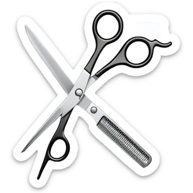 Hair salon gift card with scissors and comb sticker