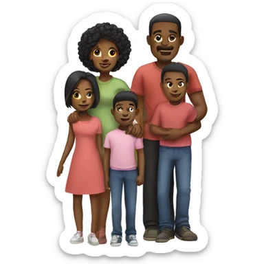 Black family of four  sticker