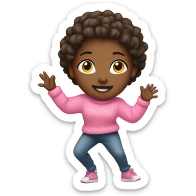 Girl in pink sweater dancing sticker