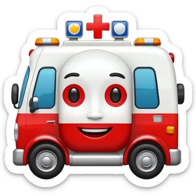 Ambulance with a face sticker