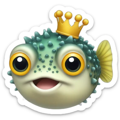 Puffer fish with crown  sticker
