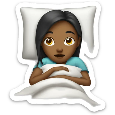 Girl sick in bed sticker