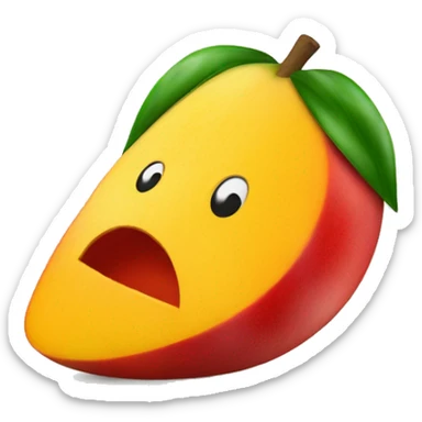 A sliced up mango with red tajin on it sticker
