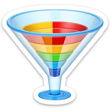 a sales funnel with three different colors sticker