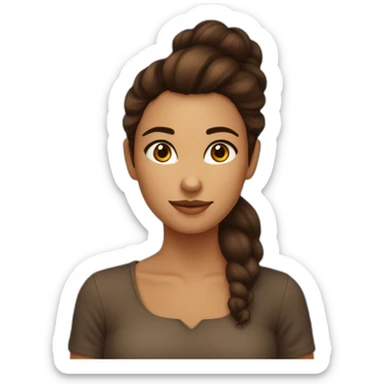 chica con pelo marrrón oscuro, liso y largo, ojos marrones oscuros y lunares sticker