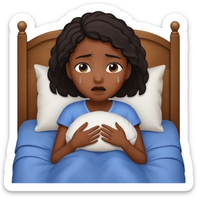 Black girl in the bed by herself crying sticker