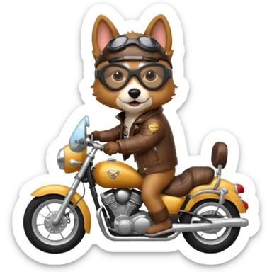 Dog riding a motorcycle sticker