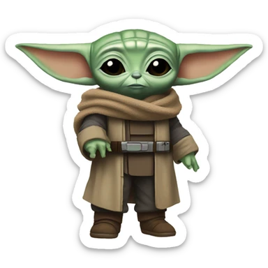the mandalorian holding baby yoda (Grogu) sticker
