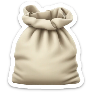 a simple cloth bag made of fabric or canvas, without any symbols or decorations. The bag should look soft and tied at the top with a string, appearing empty or filled with general items, but no money or currency signs. sticker