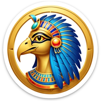 Egyptian sun god Ra with falcon head and sun disk sticker