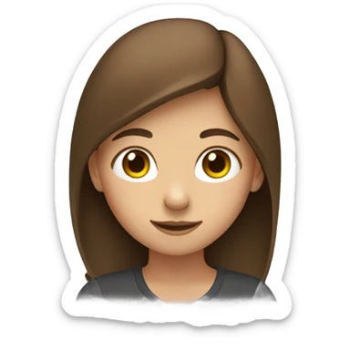 girl with brown hair to her shoulders doing a heart sticker