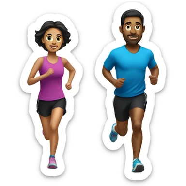 white hispanic dark hair couple running marathon sticker