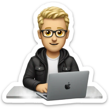 white boy music producer with macbook sticker