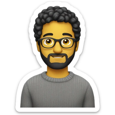 White man with yellow tinted glasses and black hair in a gray jumper sticker