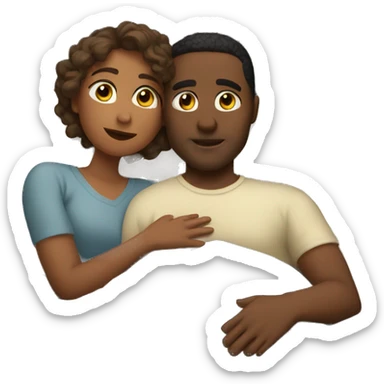 couple cuddling in bed sticker