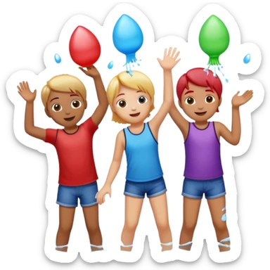 children playing with water balloons sticker