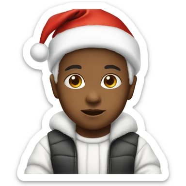 White Baby wearing Santa hat sticker