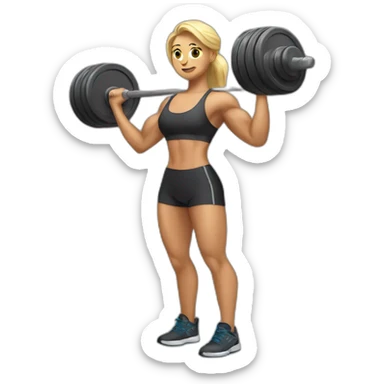 Muscular woman lifting weights sticker