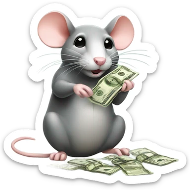 Rat counting money  sticker
