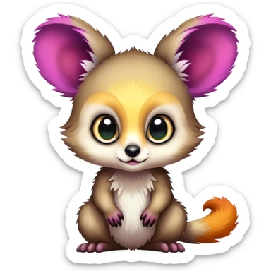 Adorable colorful baby edgy animal-hybrid full body, big Eyes, marsupial  sticker