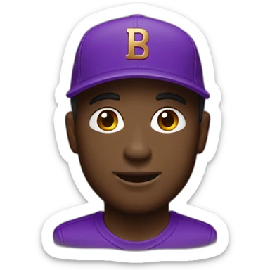 Bronze man with a purple new era cap sticker