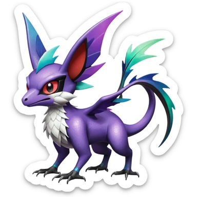 Shiny Noibat-Noivern-Silvally-Fakémon-hybrid-creature (full body)  sticker