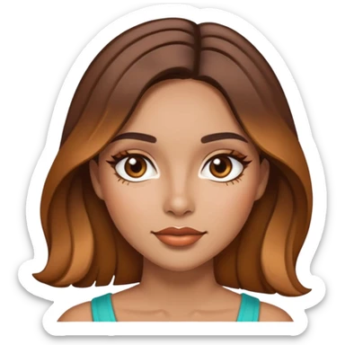 woman, latina with caramel highlights and soft makeup  sticker