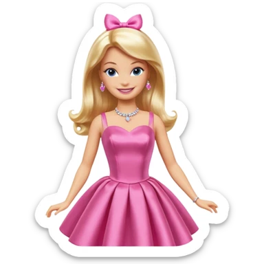 barbie wear pink dress sticker