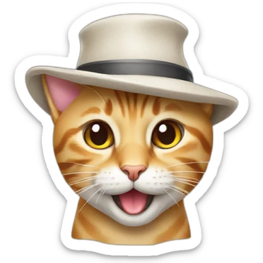 Cat with a hat and his tongue out sticker