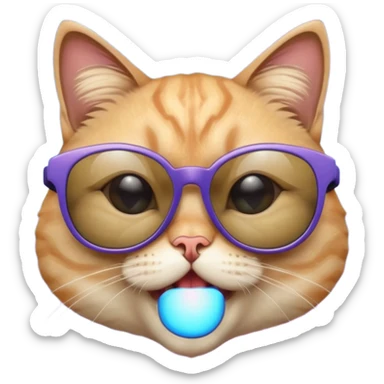 Silly looking cat with sunglasses with a galaxy tint on them sticker