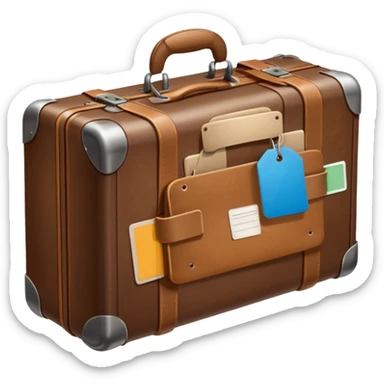 suitcase with tag sticker
