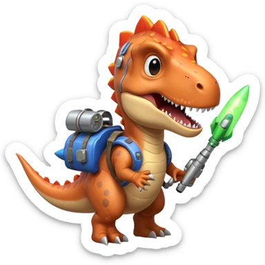 rocket-propelled dinosaur portrait, head and shoulders only, cute T-rex face, rocket pack visible behind shoulders, glowing thrusters, 3D cartoon, mobile game icon style, clean background, no text, no watermark sticker
