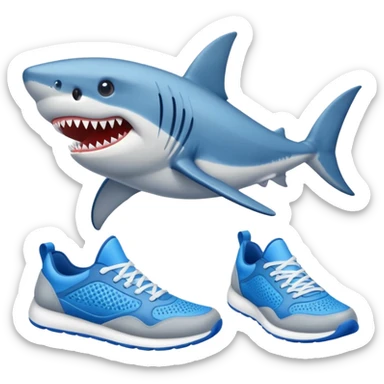Tiburón con 3 zapatillas azules  sticker