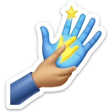 a normal hand being held by 2 hands, a glowing blue hand and a glowing yellow hand souls... hope and comfort from the past and futur sticker