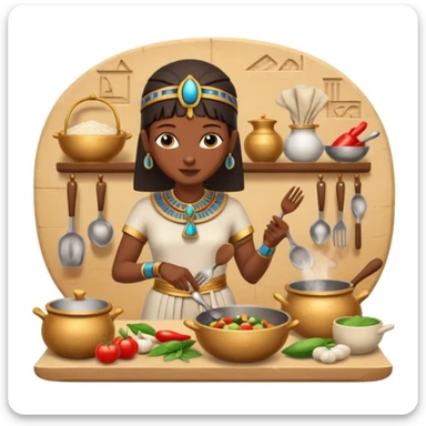 ancient Egyptian cooking scene in hieroglyphic style sticker