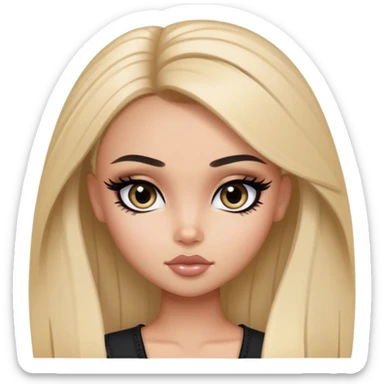 straight hair, pretty eyes, black eyeliner, pretty bratz baddie sticker