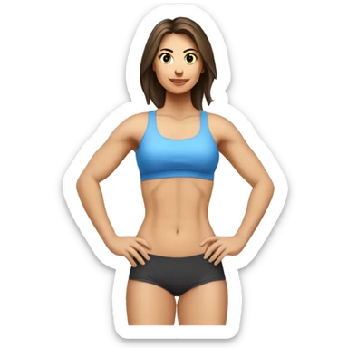 Woman glute muscles, fit Caucasian woman, brunette sticker