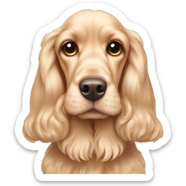 Blond cocker spaniel wearing two light pink sleighbell sticker