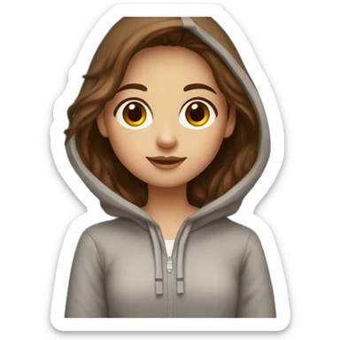 Girl with brown hair and alpaga hoodie sticker
