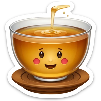 bowl of consommé, brown color, minimal, no herbs, no face, emoji style sticker