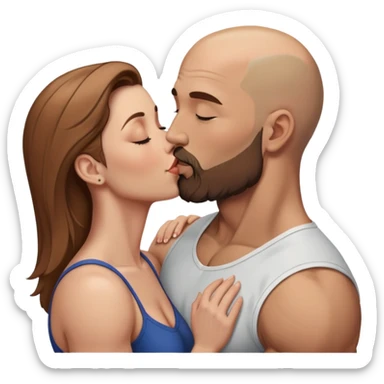 Beautiful light brown hair making out her muscular bald beard husband sticker