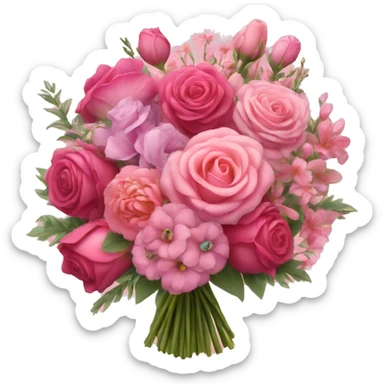 Huge pink flower bouquet with different flowers and pink tones and roses sticker
